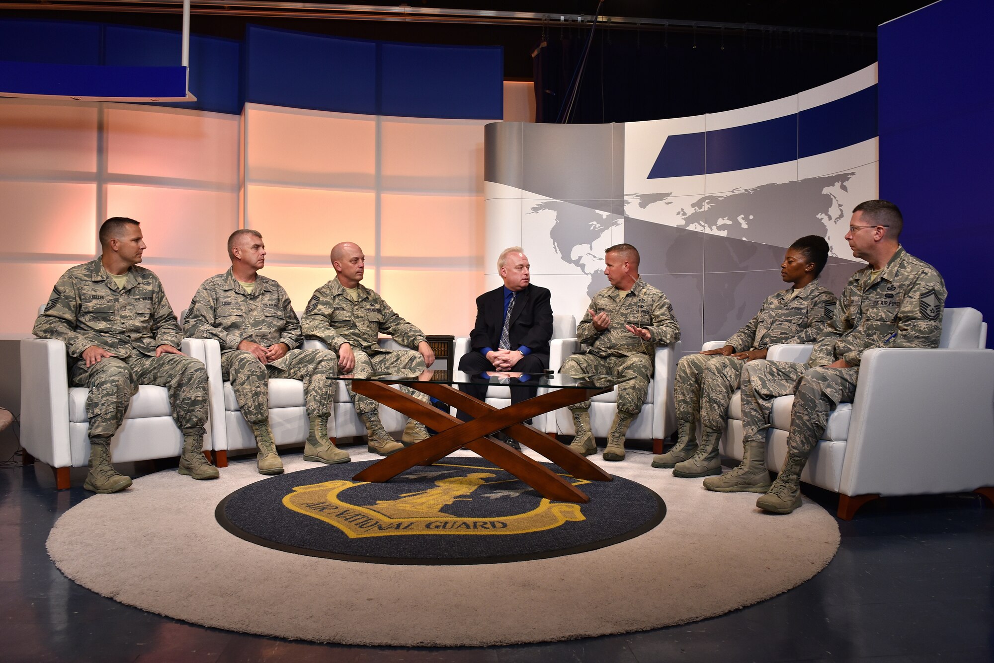 A contracting working group for the Air National Guard hosts a live, nationwide question-and-answer session, Oct. 6, 2016, with the field from the TEC TV studios at the IG. Brown Training and Education Center on McGhee Tyson Air National Guard Base in Louisville, Tenn. The subject matter experts addressed current information and issues in contracting. (U.S. Air National Guard photo by Master Sgt. Mike R. Smith)
