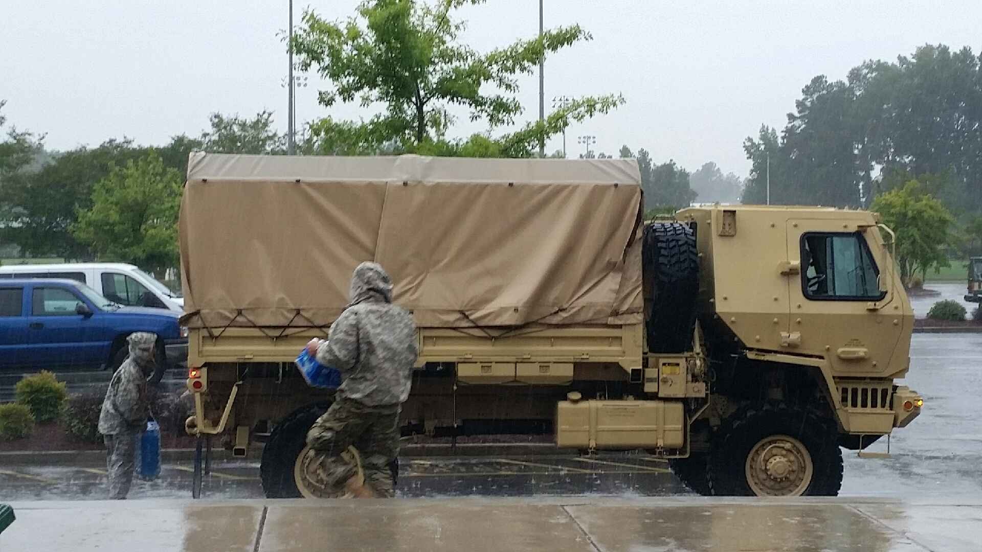 The South Carolina National Guard has assets staged throughout the lowcountry and along the coast to respond to emergency situations during and after Hurricane Matthew, including vehicles that can transport medical personnel and other first responders through high-water areas and engineer assets to help clear debris in the aftermath. 