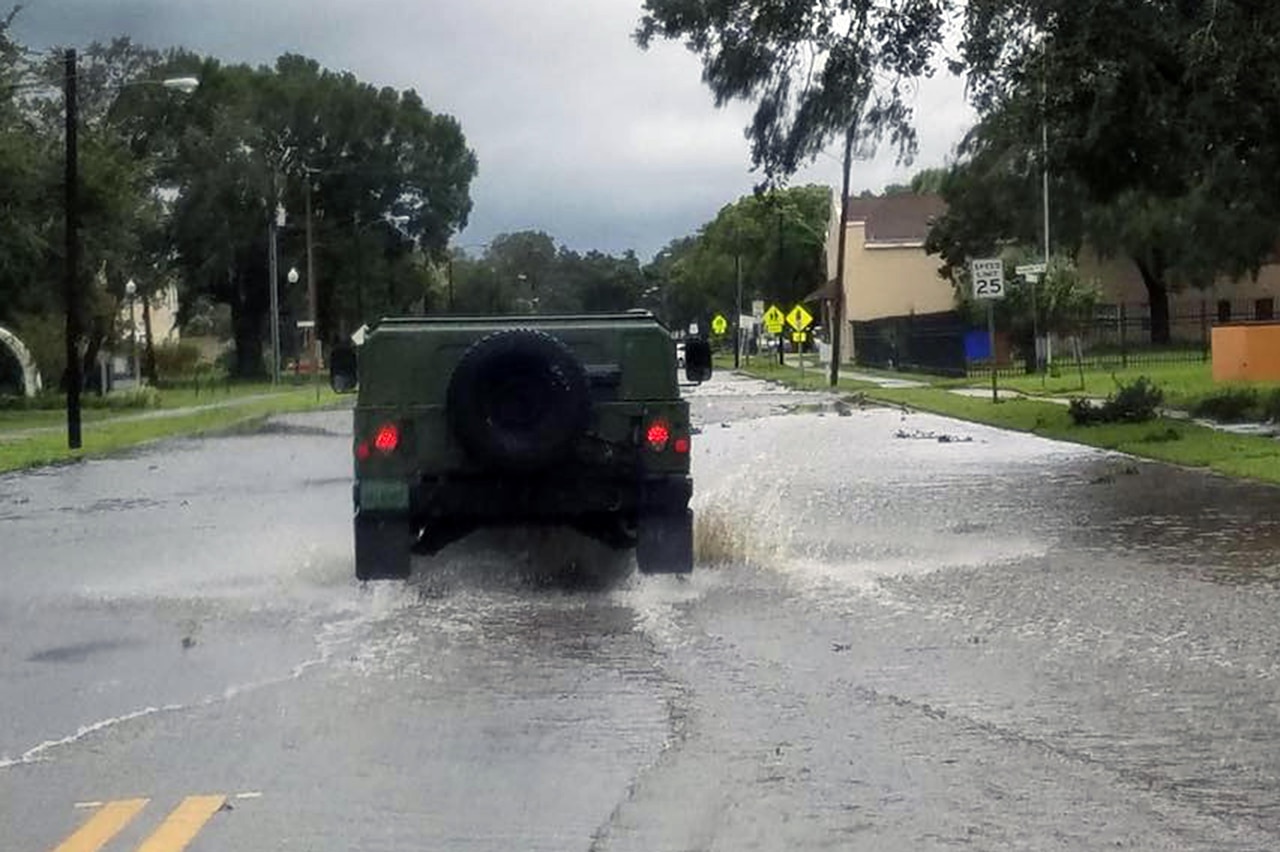 A search and rescue team with the Florida Air National Guard’s 290th Joint Communications Support Squadron, travels into areas affected by Hurricane Matthew to assist with disaster relief efforts. More than 9000 Guard members are on duty throughout Florida, Georgia and the Carolinas assisting state and local authorities with search and rescue and relief operations. 