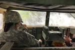 Soldiers from the Powhatan-based 180th Engineer Company, 276th Engineer Battalion transport a Hampton Police officer on a route assessment to identify road hazards caused by high water in the wake of Hurricane Matthew. Read more at http://go.usa.gov/xk8ng. 
