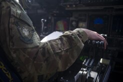 A U.S. Air Force C-17 Globemaster III pilot prepares to taxi toward the runway during a transport mission in support of Operation Freedom Sentinel in Southwest Asia Sept. 30, 2016. The C-17 is the newest most flexible cargo aircraft to enter the airlift force. The C-17 is capable of rapid strategic delivery of troops and all types of cargo to main operating bases or directly to forward bases in the deployment area. (U.S. Air Force photo by Staff Sgt. Douglas Ellis/Released)