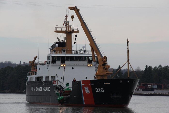 Members of the Coast Guard Cutter Alder, a 225-foot seagoing buoy tender, retrieve buoys in the Keweenaw Waterway near Houghton, Mich., Nov. 17, 2013.

The cutter is participating in Operation Fall Retrieve, where buoys are removed for the winter.

U.S. Coast Guard photo by Petty Officer 1st Class Thomas Johnson