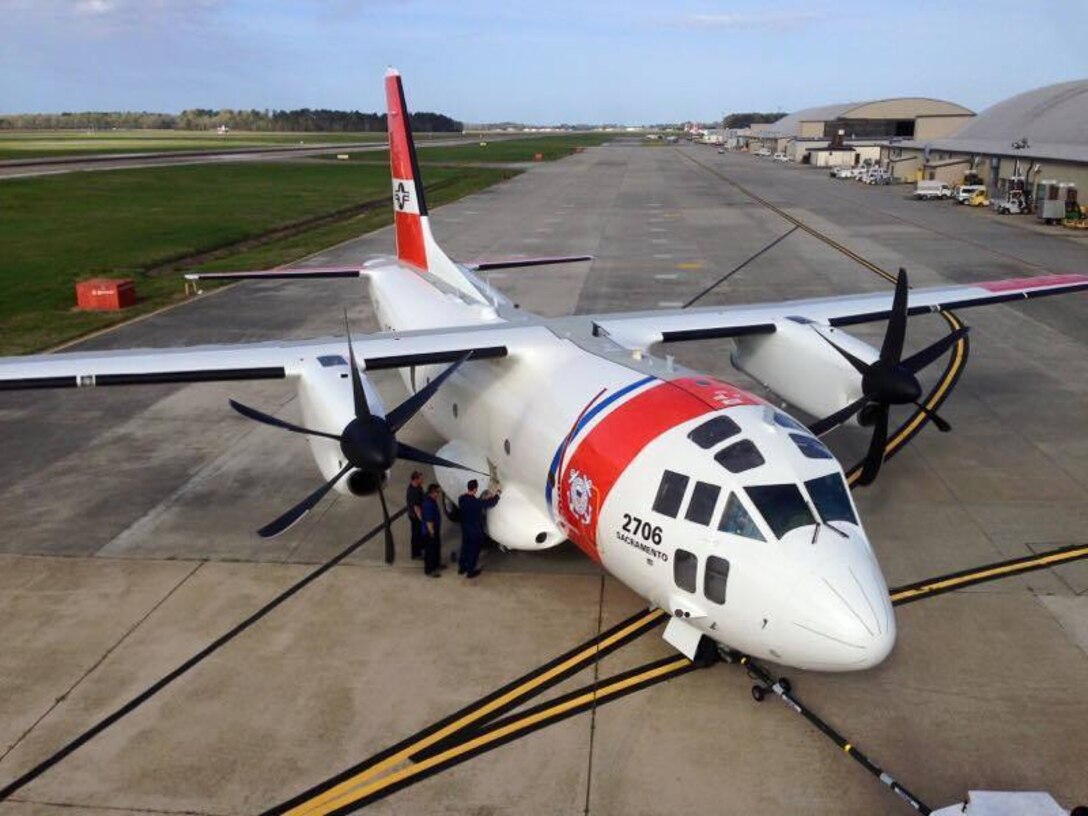 The first operational C-27J Spartan assigned to Air Station Sacramento readies for its first watch the end of June. The C-27J medium range surveillance aircraft are replacing older HC-130H aircraft currently assigned to the air station. U.S. Coast Guard photo by Lt. Scott Handlin.