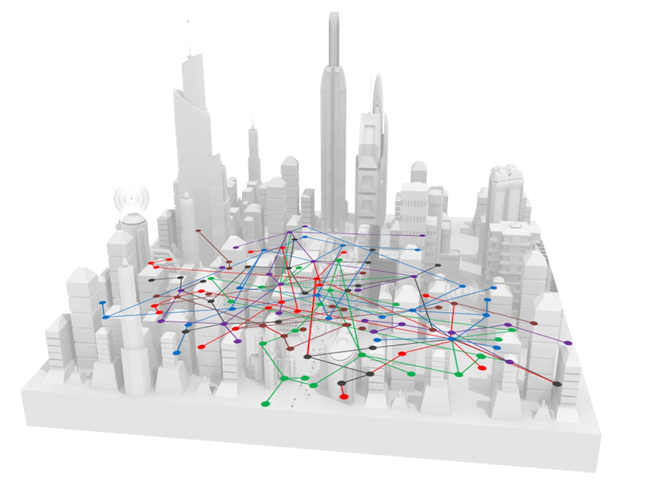 The Defense Advanced Research Projects Agency’s Spectrum Collaboration Challenge, or SC2, aims to ensure that the exponentially growing population of military and civilian wireless devices will have full access to the increasingly crowded electromagnetic spectrum. SC2 competitors will reimagine spectrum access strategies and develop a new wireless paradigm in which radio networks, represented in the image as a colorful web in an urban setting, will autonomously collaborate and reason about how to share the radio frequency spectrum, avoid interference, and jointly exploit opportunities to achieve the most efficient use of the available spectrum.