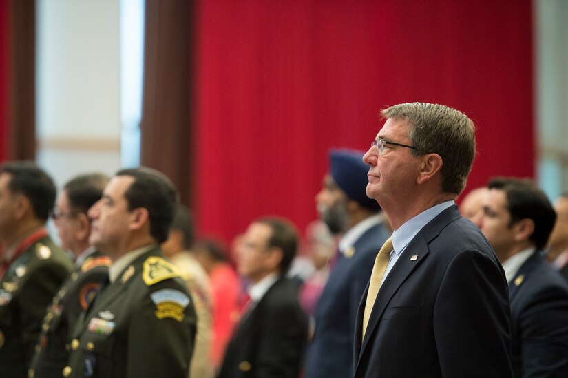 Defense Secretary Ash Carter attends the Conference of the Defense Ministers of the Americas in Port-of-Spain, Trinidad and Tobago, Oct. 11, 2016. DoD photo by Air Force Tech. Sgt. Brigitte N. Brantley