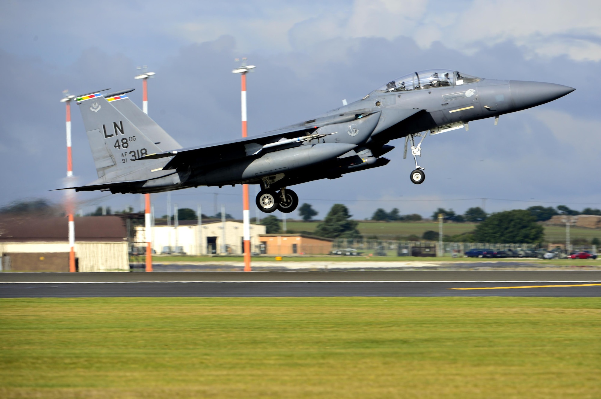 An F-15E Strike Eagle from the 492nd Fighter Squadron takes off for a sortie in support of Noble Arrow 16 at Royal Air Force Lakenheath, England Oct. 11. The training prepares all air forces allocated to the NATO Response Force 2017 and offers similar training opportunities for participating, non-NRF, air units. (U.S. Air Force photo/ Senior Airman Malcolm Mayfield)