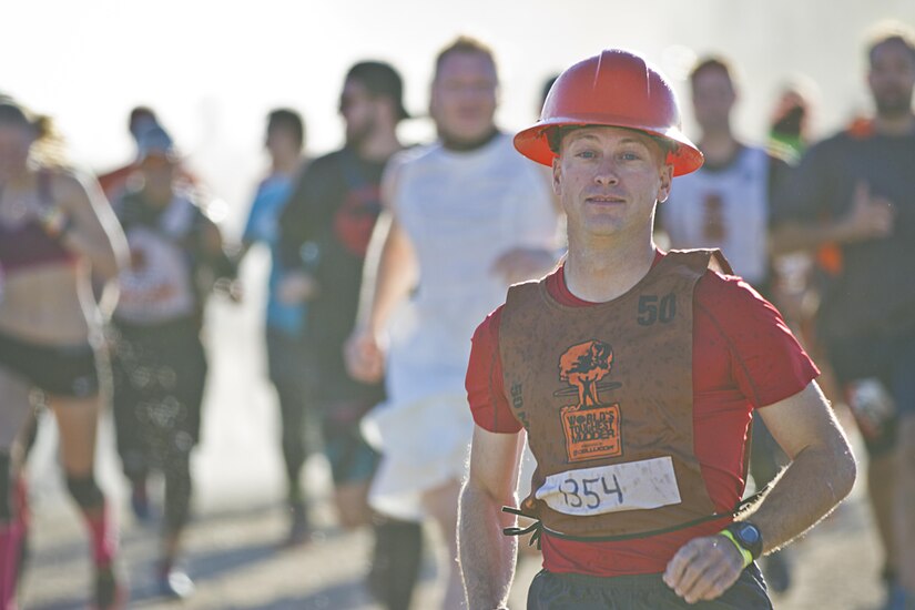 LAKE ELSINORE, Calif. (October 8, 2016) – 
Staff Sgt. Clifford Fraipont, a heavy equipment operator from the 947th Engineer Company, Colorado National Guard, runs his 26th Tough Mudder to train for the World's Toughest Mudder. The Army Reserve is a sponsor for the 2016 Southern California Tough Mudder, which is an event that has 22 basic training-like obstacle courses stretching over ten miles.

(US Army photo by Cpl. Timothy Yao)