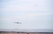 U.S. Air Force KC-135 Stratotanker aerial refueling aircraft assigned to the 92nd Air Refueling Wing out of Fairchild Air Force Base, Wash., and McConnell Air Force Base, Kan., take off from Eielson Air Force Base, Alaska, Oct. 10, 2016, during RED FLAG-Alaska (RF-A) 17-1. As part of the Tanker Task Force, these aircraft provide crucial aerial refueling capability for this Pacific Air Forces commander-directed field training exercise, enabling combat training missions for U.S. and international partners conducted within the more than 67,000 square mile Joint Pacific Alaska Range Complex. (U.S. Air Force photo by Master Sgt. Karen J. Tomasik)