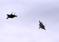 Republic of Korea Air Force F-15K Slam Eagle multi-role fighter aircraft return to Eielson Air Force Base, Alaska, Oct. 10, 2016, after the first RED FLAG-Alaska (RF-A) 17-1 combat training mission. RF-A is a series of Pacific Air Forces commander-directed field training exercises for U.S. and partner nation forces, enabling joint and international units to sharpen their combat skills by flying simulated combat sorties in a realistic threat environment inside the Joint Pacific Alaska Range Complex, the largest instrumented air, ground and electronic combat training range in the world. (U.S. Air Force photo by Master Sgt. Karen J. Tomasik)