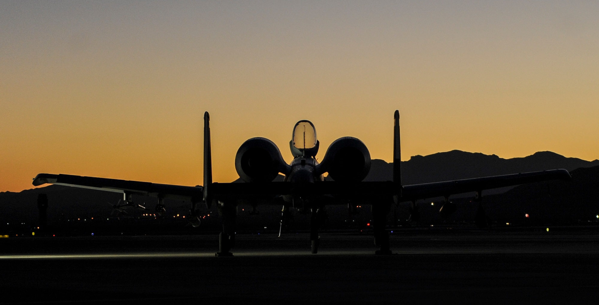 An A-10 Thunderbolt II assigned to 357th Fighter Squadron, Davis-Monthan Air Force Base, Ariz., sits on the flightline before participating in Green Flag 17-01 at Nellis Air Force Base, Nev., Oct. 4, 2016. Green Flag is a close air support and joint integration exercise administered by the U.S. Air Force Air Warfare Center at Nellis AFB through the 549th Combat Training Squadron. (U.S. Air Force photo by Airman 1st Class Kevin Tanenbaum/Released)