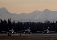 U.S. Marine Corps F/A-18C Hornets assigned to Marine Fighter Attack Squadron (VMFA) 232 out of Marine Corps Air Station Miramar, Calif., line up at the end of the Eielson Air Force Base, Alaska, runway Oct. 10, 2016, for the first combat training mission of RED FLAG-Alaska (RF-A) 17-1. RF-A is a series of Pacific Air Forces commander-directed field training exercises for U.S. and partner nation forces, which enables U.S. Marines in units like VMFA-232 to prepare for future combat and contingency operations in a realistic threat environment inside the largest instrumented air, ground and electronic combat training range in the world. (U.S. Air Force photo by Master Sgt. Karen J. Tomasik)