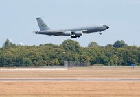 A KC-135 Stratotanker prepares to land at Barksdale Air Force Base, La., Oct. 6, 2016. The Stratotanker, which can carry up to 83,000 pounds of cargo, provides the core aerial refueling capability for the U.S. Air Force and has excelled in this role for more than 50 years. (U.S. Air Force photo/Airman 1st Class Stuart Bright)