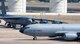 A B-52 Stratofortress and a KC-135 Stratotanker share the flightline at Barksdale Air Force Base, La., Oct. 6, 2016. Hundreds of aircrew and more than 100 aircraft from Shaw Air Force Base, S.C., Joint Base Charleston, S.C., and Seymour Johnson Air Force Base, N.C., relocated to avoid potential damage from high winds associated with Hurricane Matthew along the East Coast. (U.S. Air Force photo/Airman 1st Class Stuart Bright)