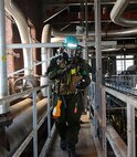 Marines with Identification and Detection Platoon, IDP, part of the primary assessment team, Chemical Biological Incident Response Force, CBIRF, locate and assess casualties found at a steam plant during a training exercise with the Fire Department of New York, FDNY, on Randall’s Island, N.Y., Sept. 15, 2016. CBIRF’s Marines and sailors participated in a training event that included three days of lane training with FDNY instructors teaching classes in vehicle extrication, breaching, rope rescue and medical as part of urban rescue operations, and a final training operation in which CBIRF responded to a notional steam plant explosion. (Official U.S. Marine Corps photo by Lance Cpl. Maverick S. Mejia/RELEASED)
