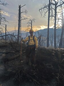 Ohio Army National Guard First Lt. Nick Mossbarger assisted firefighting efforts during wildfire season this summer at Laramie Peak in the Medicine Bow National Forest in Wyoming. 