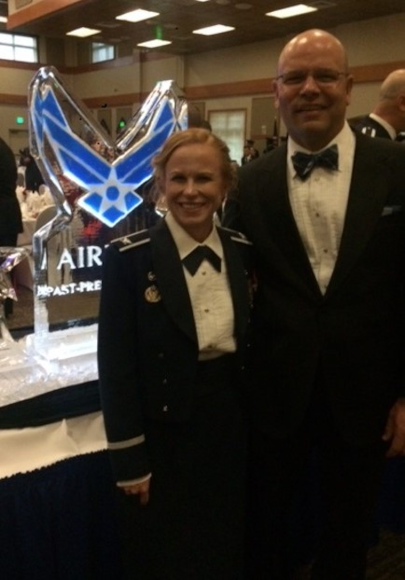 Col. Anita Feugate Opperman, 341st Operations Group commander, and her husband Don pose for a picture at the Air Force Ball Sept. 17, 2016, at Malmstrom Air Force Base, Mont. Feugate Opperman assumed command of the 341st OG June 24. (U.S. Air Force courtesy photo) 

