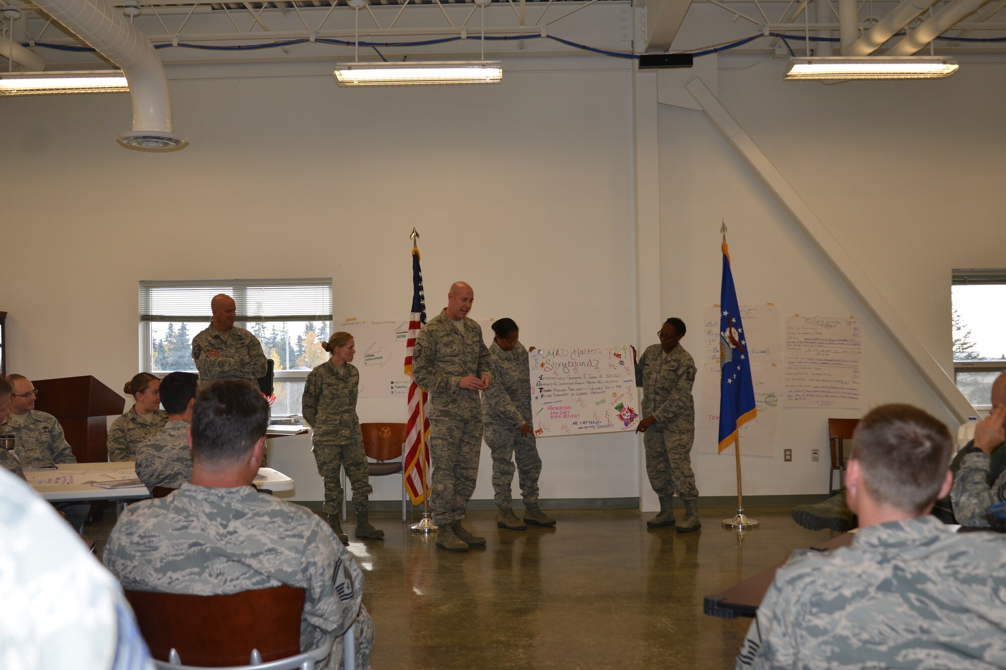 Twenty Guard and Reserve senior non-commissioned officers from across the Air Force participate in a leadership development course hosted by the 477th Fighter Group Sept. 22-23 at Joint Base Elmendorf-Richardson, Alaska. (Photo by Maj. Carla Gleason, Released)