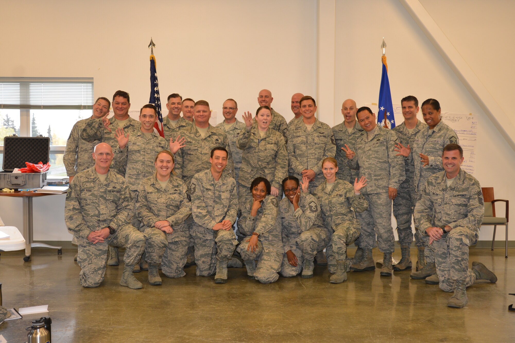 Twenty Guard and Reserve senior non-commissioned officers from across the Air Force participate in a leadership development course hosted by the 477th Fighter Group Sept. 22-23 at Joint Base Elmendorf-Richardson, Alaska. (Photo by Maj. Carla Gleason, Released)