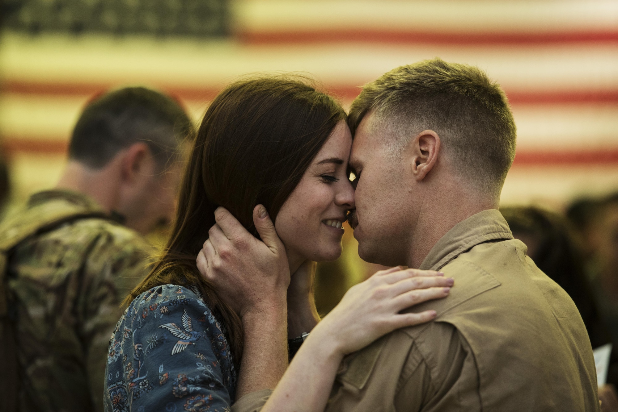 An Airman assigned to the 480th Expeditionary Fighter Squadron reunites with his loved one during the squadron’s
return from Southwest Asia to Spangdahlem Air Base, Germany, Oct. 12, 2016. The 480th EFS deployed in support
of Operation Inherent Resolve’s, which aims to militarily defeat enemy forces in the Combined Joint Operations
Area by, with and through regional partners in order to enable whole-of-governmental actions to increase regional
stability by conducting a campaign against enemy forces in Iraq and Syria. (U.S. Air Force photo by Staff Sgt.
Jonathan Snyder)