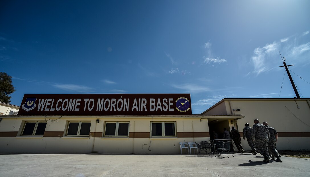 Leaders from the 86th Airlift Wing, at Ramstein Air Base, Germany, tour Morón Air Base, Spain, Oct. 4, 2016. With a unit of only 600 personnel, Airmen at Morón make up only 25 percent of that population. Team Morón is comprised of U.S. Airmen, Marines and Spanish air force members, who operate together to keep wheels off the ground and in the fight. The 496th Air Base Squadron, a geographically-separated unit from the 86th AW, provides a worldwide platform for air power. (U.S. Air Force photo by Senior Airman Nicole Keim)