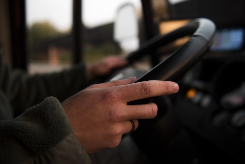 Airman Cody Charles, 11th Logistics Readiness Squadron vehicle operator, drives a charter bus on interstate 95 in New Jersey, Oct. 9, 2016. The 11th LRS provides vehicle operations support to the Air Force Band and Honor Guard during parades, airshows and performances nation-wide. (U.S. Air Force photo by Senior Airman Philip Bryant)