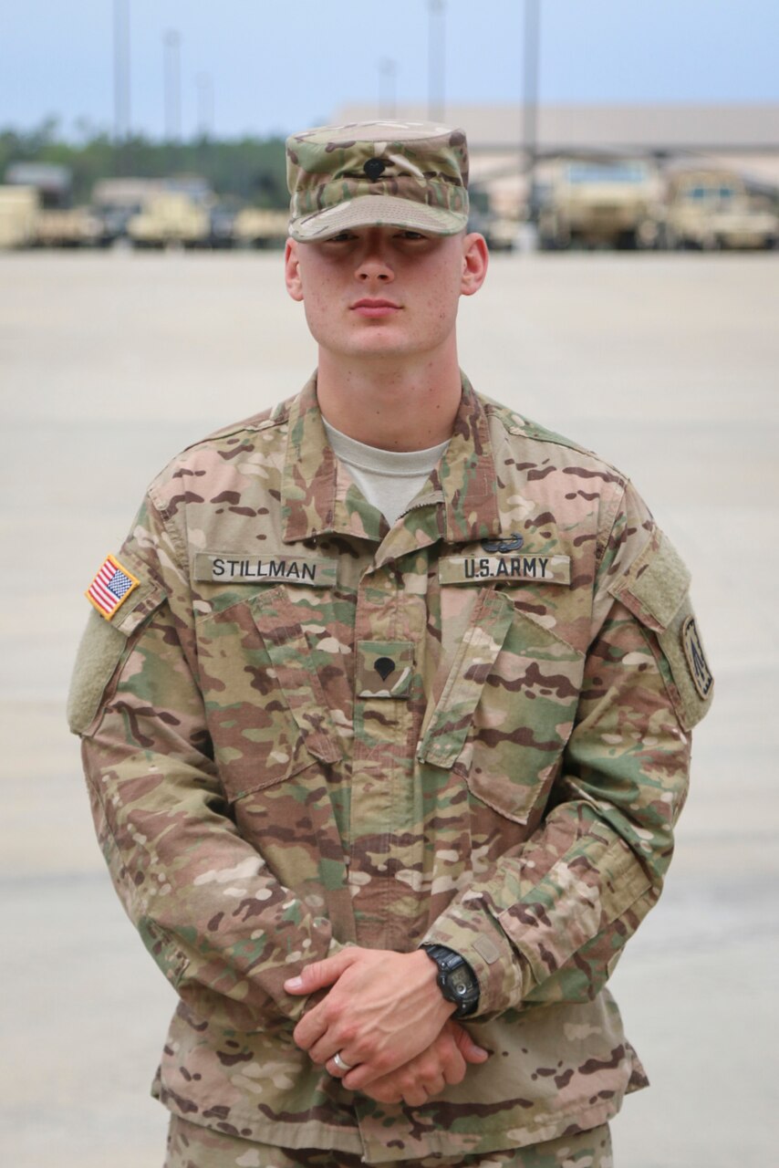 Army Spc. Jack Stillman, a Patriot system repairer with the 3rd Battalion, 4th Air Defense Artillery Regiment, 108th Air Defense Artillery Brigade, made history at the Basic Leader Course at Fort Bragg, N.C., by earning the Iron Warrior Award, the Leadership Award, and Distinguished Honor Graduate for his September 2016 class. Army photo by Staff Sgt. John Healy