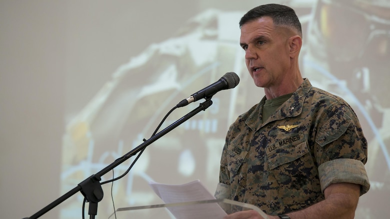 U.S. Marine Brig. Gen. John M. Jansen speaks during the Philippine Amphibious Landing Exercise 33 closing ceremony at Marine Barracks Rudiardo Brown, Taguig City, Philippines, Oct. 11, 2016. PHIBLEX is an annual U.S.-Philippine military bilateral exercise that combines amphibious capabilities and live-fire training with humanitarian civic assistance efforts to strengthen interoperability and working relationships. Jansen is the commanding general of 3d Marine Expeditionary Brigade. 