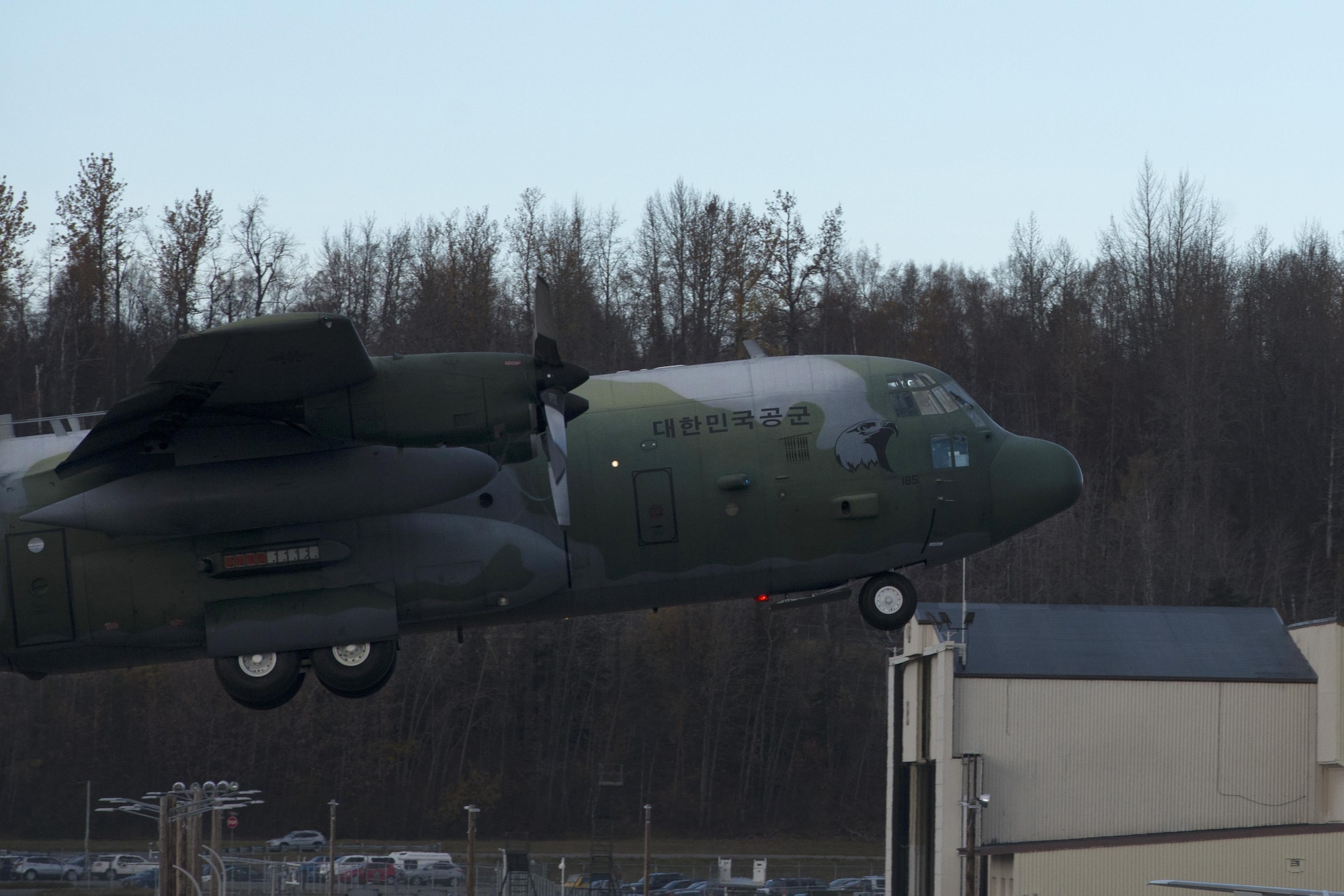 A Republic of Korea Air Force C-130 Hercules departs Joint Base Elmendorf-Richardson during Red Flag - Alaska 17-1 Oct. 12, 2016 RF-A is a joint exercise focused on improving combat readiness of the U.S. military and international forces, which included the ROKAF and Royal New Zealand Air Force this iteration. (U.S. Air Force photo by Airman 1st Class Christopher R. Morales)