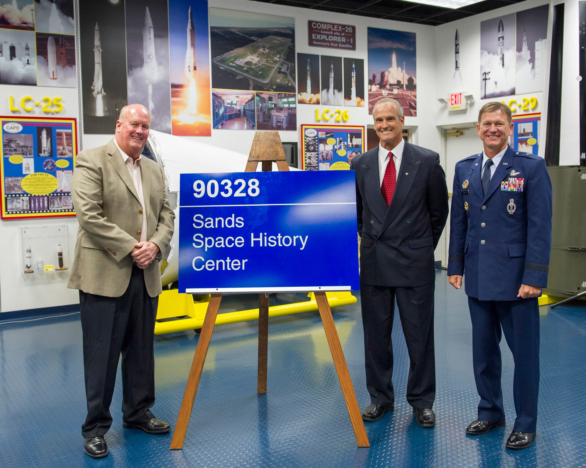 The Air Force Space & Missile History Center near the Cape Canaveral Air Force Station South Gate was renamed the Sands Space History Center during an official ceremony today in the history center’s main hall.