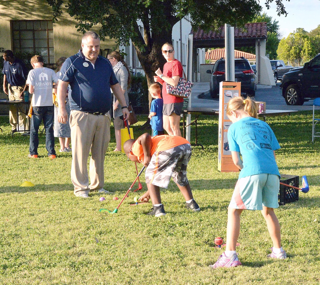 Children take part in games during the National Night Out celebration at the Lincoln Family Housing headquarters at 2739 Dickman Drive at Joint Base San Antonio-Fort Sam Houston Oct. 4. All three JBSA locations hosted events raising awareness for crime prevention and neighborhood safety through community involvement. National Night Out is an annual event observed throughout the U.S. which focuses on fighting crime through community and law enforcement partnerships.