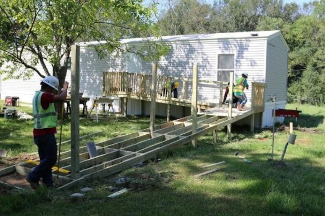 USACE continues support of FEMA’s Baton Rouge storm and flood recovery mission.  Contractors are installing an access ramp on a Uniform Federal Accessibility Standards Manufactured Housing Unit. USACE Memphis District employees have been working with contractors and FEMA to make sure structures meet the required standards. 

