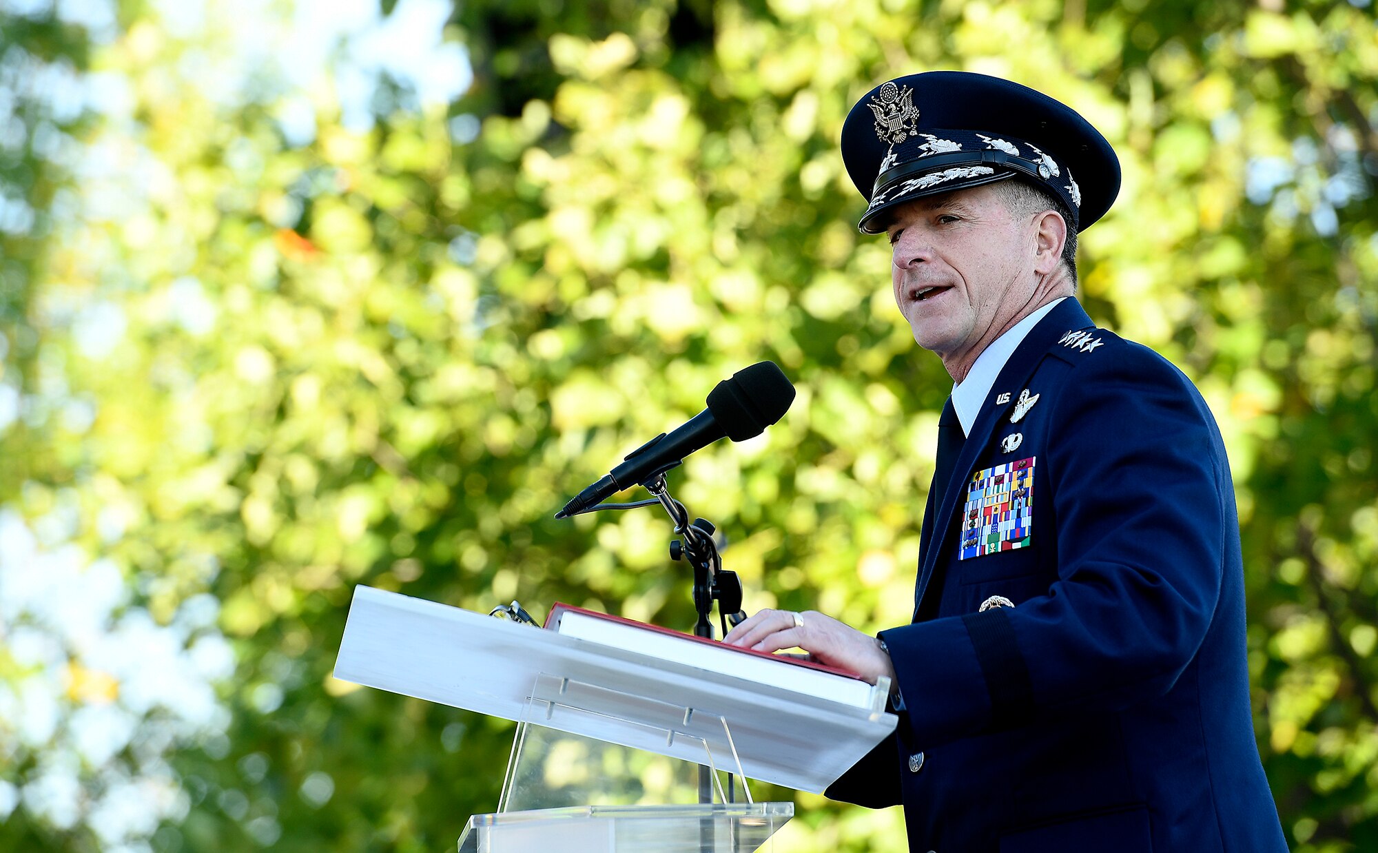 Air Force Chief of Staff Gen. David L. Goldfein makes remarks during the Air Force Memorial's 10th anniversary ceremony in Arlington, Va., Oct. 14, 2016. (U.S. Air Force photo/Scott M. Ash)