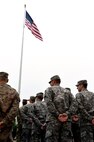 Army Reserve soldiers, assigned to the 85th Support Command headquarters, stand at the position of parade rest during morning remarks from the headquarters and headquarters company first sergeant at weekend battle assembly.
(Photo by Sgt. Aaron Berogan)