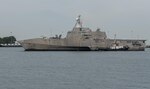 161016-N-OU129-016 SINGAPORE (Oct. 16, 2016) USS Coronado (LCS 4) arrives to Changi Naval Base, Singapore to begin a rotational deployment to the Indo-Asia-Pacific region Oct. 16. 
