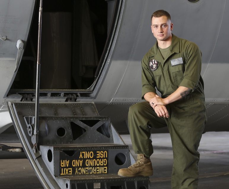 Sgt. Micah Parr is a powerline mechanic assigned to Marine Aerial Refueler Transport Squadron 252, Marine Aircraft Group 14, 2nd Marine Aircraft Wing aboard Marine Corps Air Station Cherry Point, N.C. As a powerline mechanic, Parr is responsible for everything from engines and fuel systems to auxiliary power units and propellers. “I absolutely love my job,” said Parr. “My job is to fix KC-130J’s. Without powerline mechanics, planes wouldn’t be able to stay in the air. It gives me a sense of accomplishment to be given a problem on an engine, troubleshoot it, then come back and solve it and watch that plane take off the next day.” (U.S. Marine Corps photo by Lance Cpl. Cody Lemons/Released)