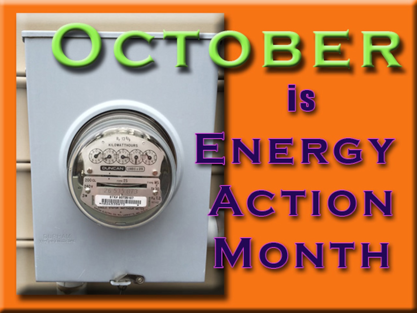October is Energy Awareness Month. An Energy Month Fair will be held on Defense Supply Center Richmond, Virginia, Oct. 19, 2016 from 11 a.m. – 1 p.m. in the Center Restaurant to provide employees information about energy conservation and efficiency.  