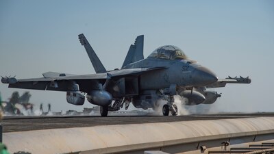 161016-N-IE397-166

ARABIAN GULF (Oct. 16, 2016) An E/A-18G Growler assigned to the Zappers of Electronic Attack Squadron (VAQ) 130 launches from the flight deck of the aircraft carrier USS Dwight D. Eisenhower (CVN 69) (Ike). Ike and its Carrier Strike Group are deployed in support of Operation Inherent Resolve, maritime security operations and theater security cooperation efforts in the U.S. 5th Fleet area of operations. (U.S. Navy photo by Seaman Christopher A. Michaels)