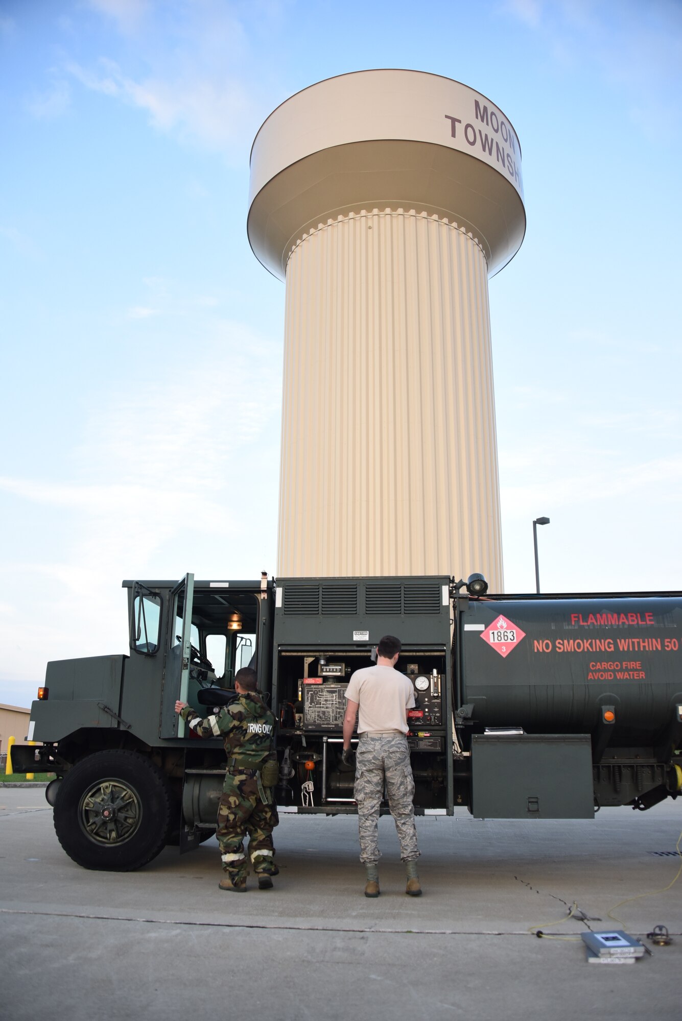 Members of the 911th Petroleum, Oils and Lubricants Flight conduct training at the Pittsburgh International Airport Air Reserve Station, Oct. 16, 2016. Airmen practiced their operational skills and tested their equipment, vehicles and products to make sure they were mission ready. (U.S. Air Force photo by Staff Sgt. Marjorie A. Bowlden)
