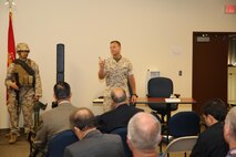 MCSC commander BGen Joseph Shrader briefs members of industry during the Infantry Equipping Challenge's Industry Day on September 26, 2016.