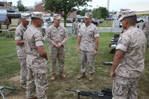 MCSC commander BGen Joseph Shrader speaks with Marines during the Infantry Equipping Challenge's Industry Day on September 26, 2016.