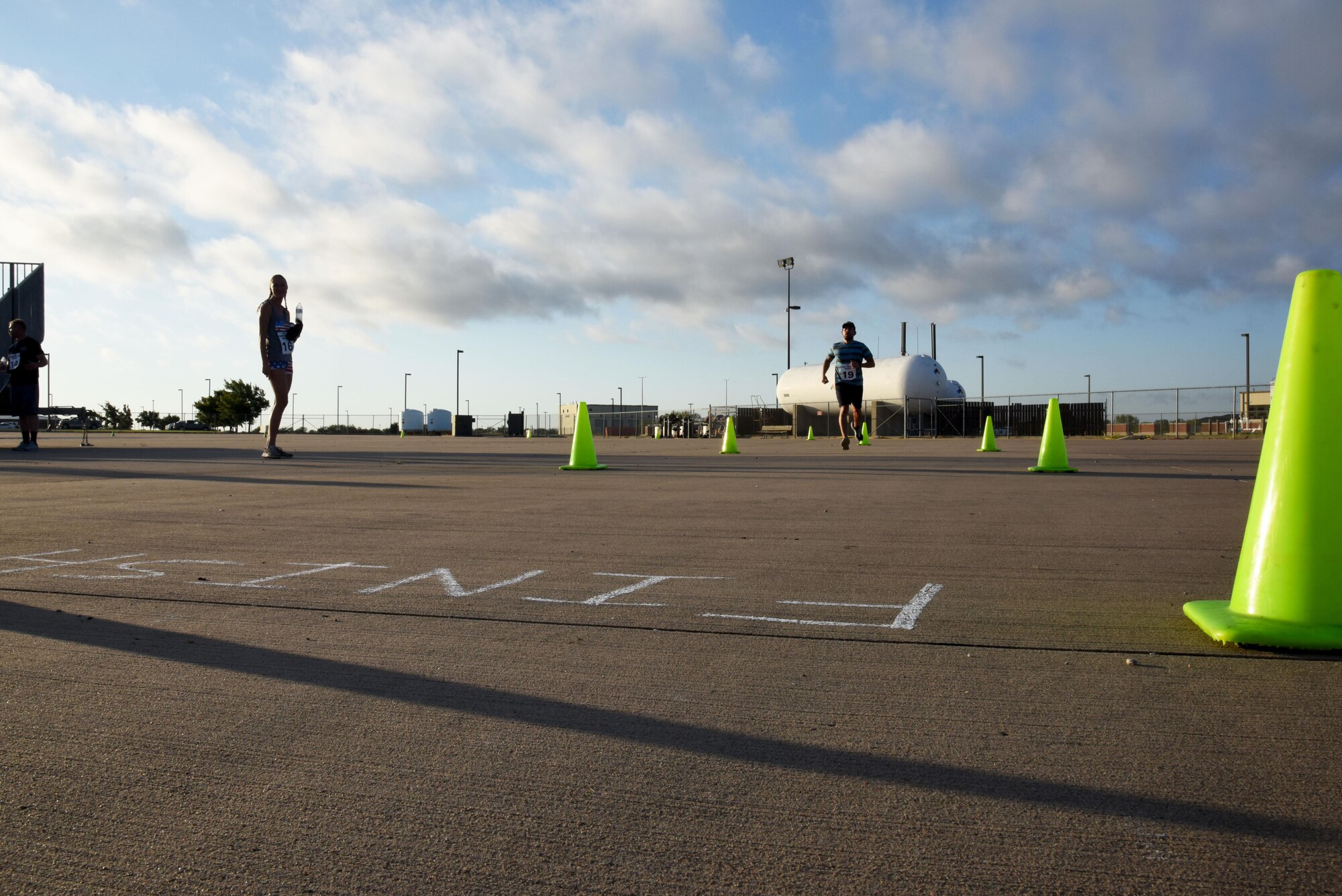Merce Figuerna, Blood, Sweat and Stairs participant, finishes the 3rd Annual Blood, Sweat and Stairs competition at the Louis F. Garland Department of Defense Fire Academy on Goodfellow Air Force Base, Texas, Oct. 15, 2016. Blood, Sweat and Stairs pitted civilians and service members against each other in a battle of the fittest. The competition is held each year to honor the first responders of 9/11, however the 312th TRS rescheduled it this year due to bad weather. (U.S. Air Force photo by Senior Airman Joshua Edwards/Released)