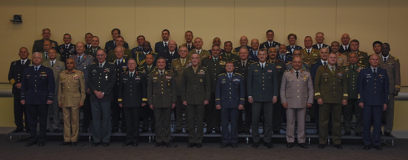 Senior military leaders from 50 countries pose for a group photo during the Chiefs of Defense Conference on Joint Base Andrews, Md., Oct. 17, 2016. The conference is an annual event where CHODs come together to discuss important global matters. (U.S. Air Force photo by Airman 1st Class Valentina Lopez)