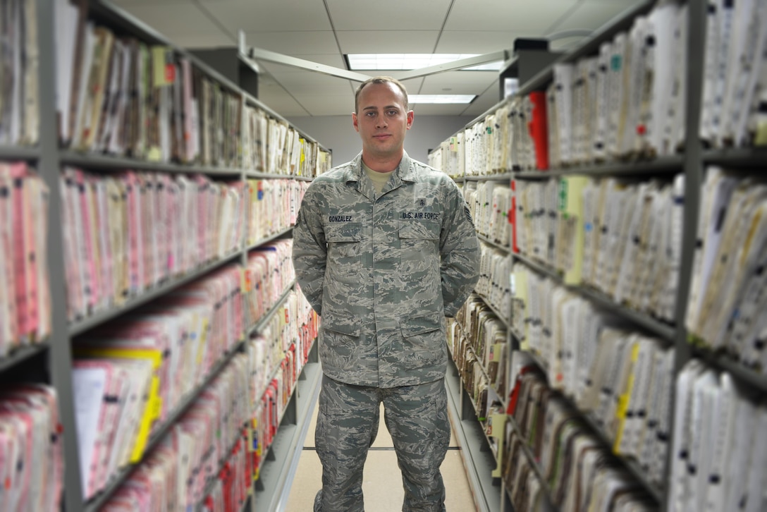 Staff Sgt. Hilton Gonzalez, 82nd Medical Support Squadron flight chief of Tricare operations and patient administration, witnessed two cars collide head-on while traveling at roughly 75 mph. Gonzalez provided aid for both of the victims and helped direct traffic until authorities arrived at the scene. (U.S. Air Force photo by 2nd Lt. Jacqueline Jastrzebski)