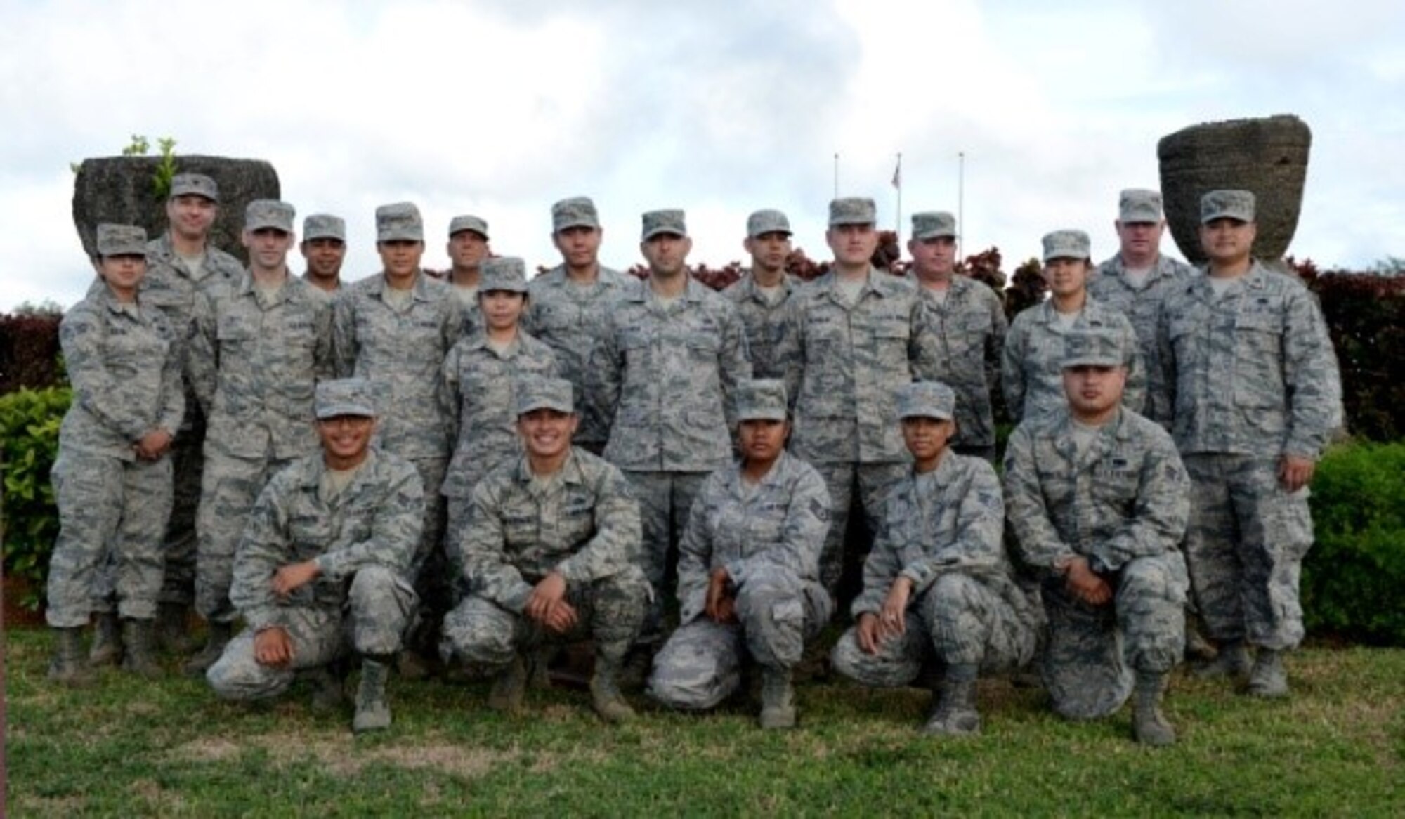 Members from the 944th and 452nd Logistic Readiness Squadron's pose for their picture during their Annual Tour in Sept. The units performed their annual training alongside the 36 LRS, Anderson Air Force Base, Guam, in support of Exercise Valiant Shield 2016. (Courtesy photo)