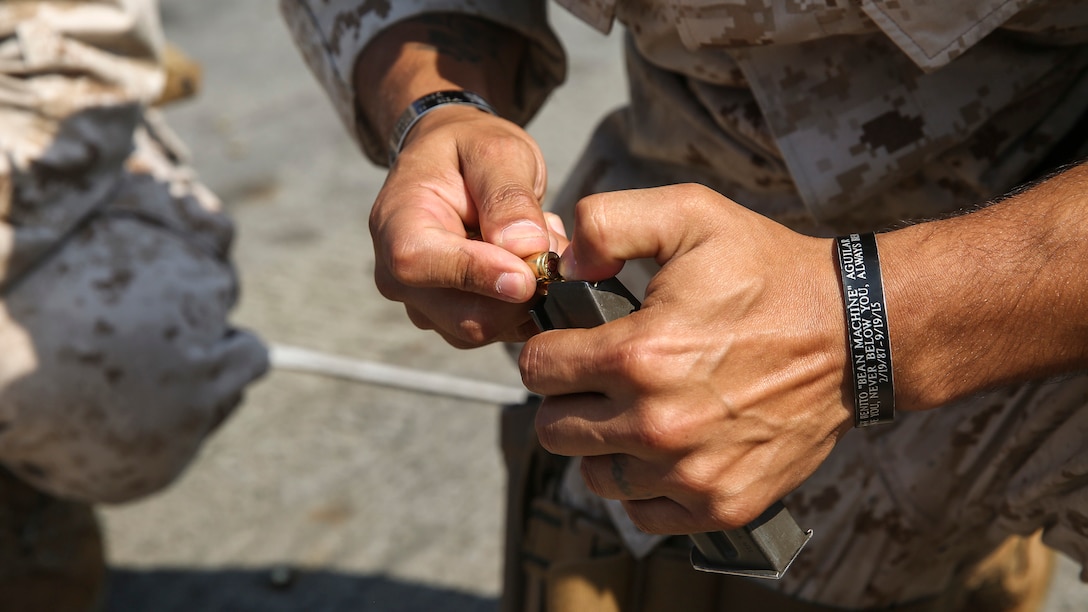 22nd MEU Conducts Pistol Qualification Aboard USS Whidbey Island