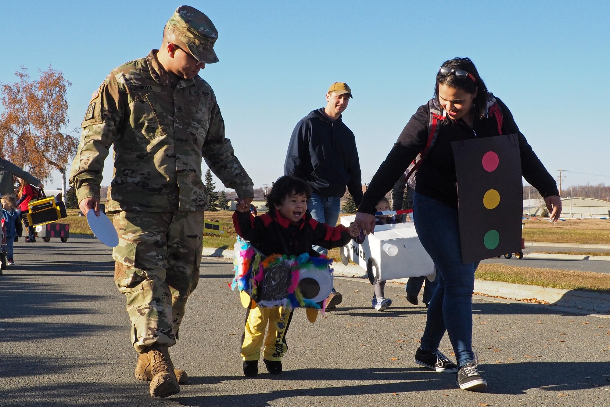 October is transportation month at Sitka Child Development Center. Floats in the parade highlight different types of transportation. All floats were built at home to encourage parental participation. 
