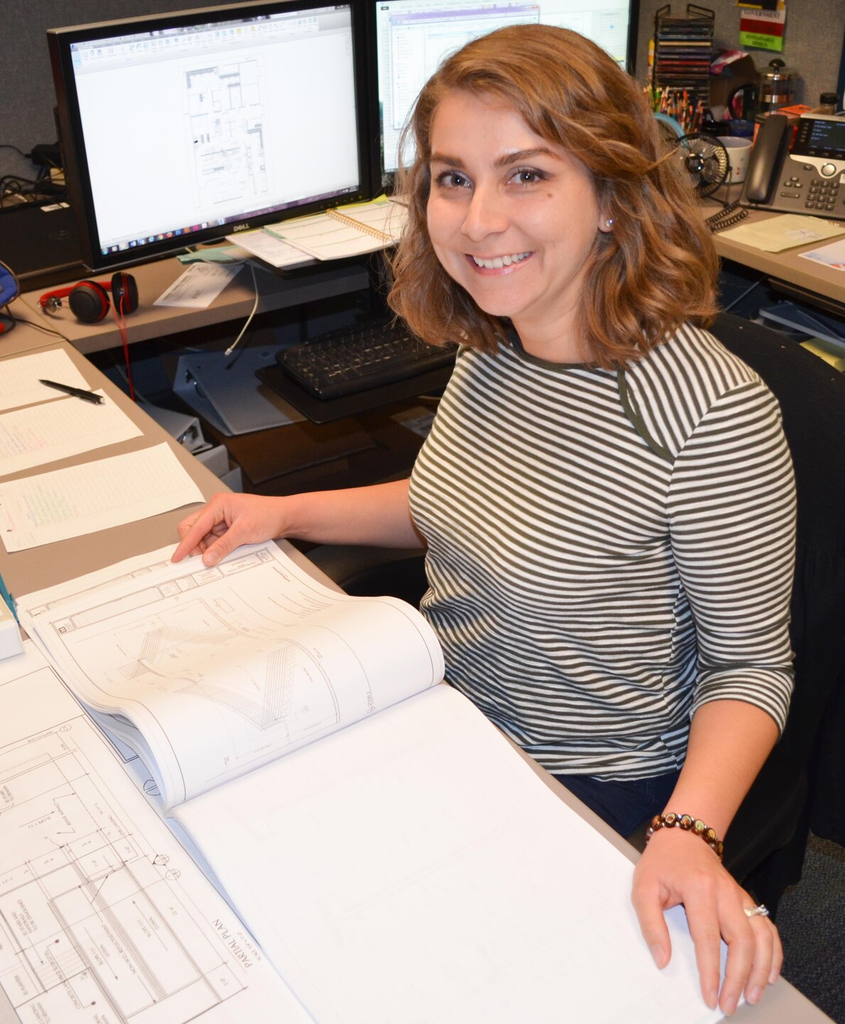 Sacramento District architect Mickela Pallares works at her desk Oct. 14, 2016. 