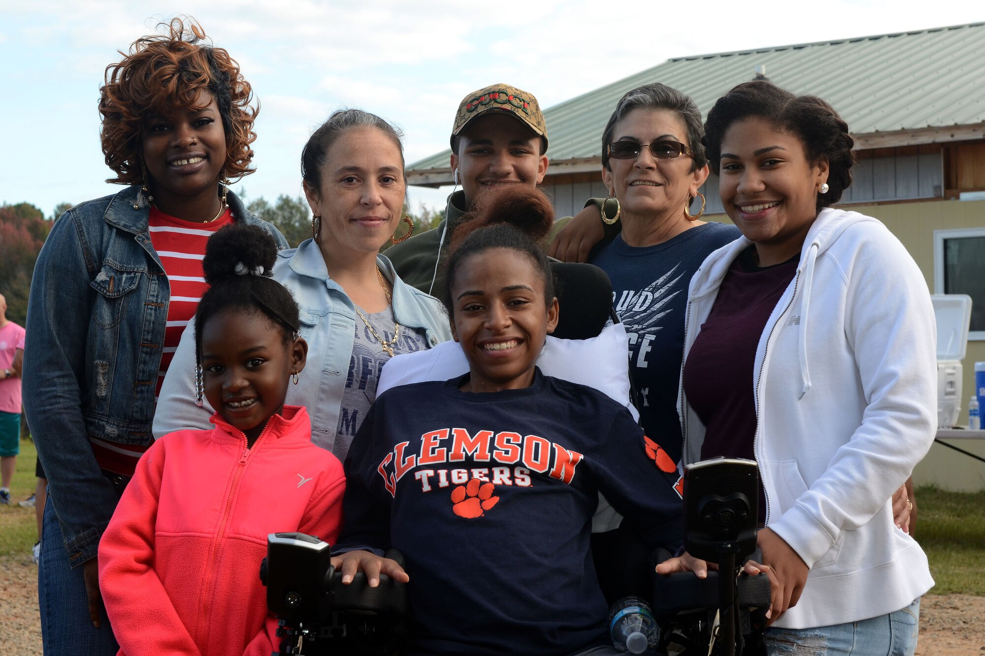 U.S. Air Force Airman 1st Class Jamia Porcher, an aircraft electrician assigned to the 169th Maintenance Squadron, and family at the 6th annual Foxtrot Warrior Run at McEntire Joint National Guard Base, S.C., Oct. 16, 2016.  The fundraiser event raised money for the Warm Heart Association to benefit Porcher, an aircraft electrician assigned to the 169th Maintenance Squadron, and other South Carolina Wounded Warrior charities.   (U.S. Air National Guard photo by Senior Airman Ashleigh Pavelek)  