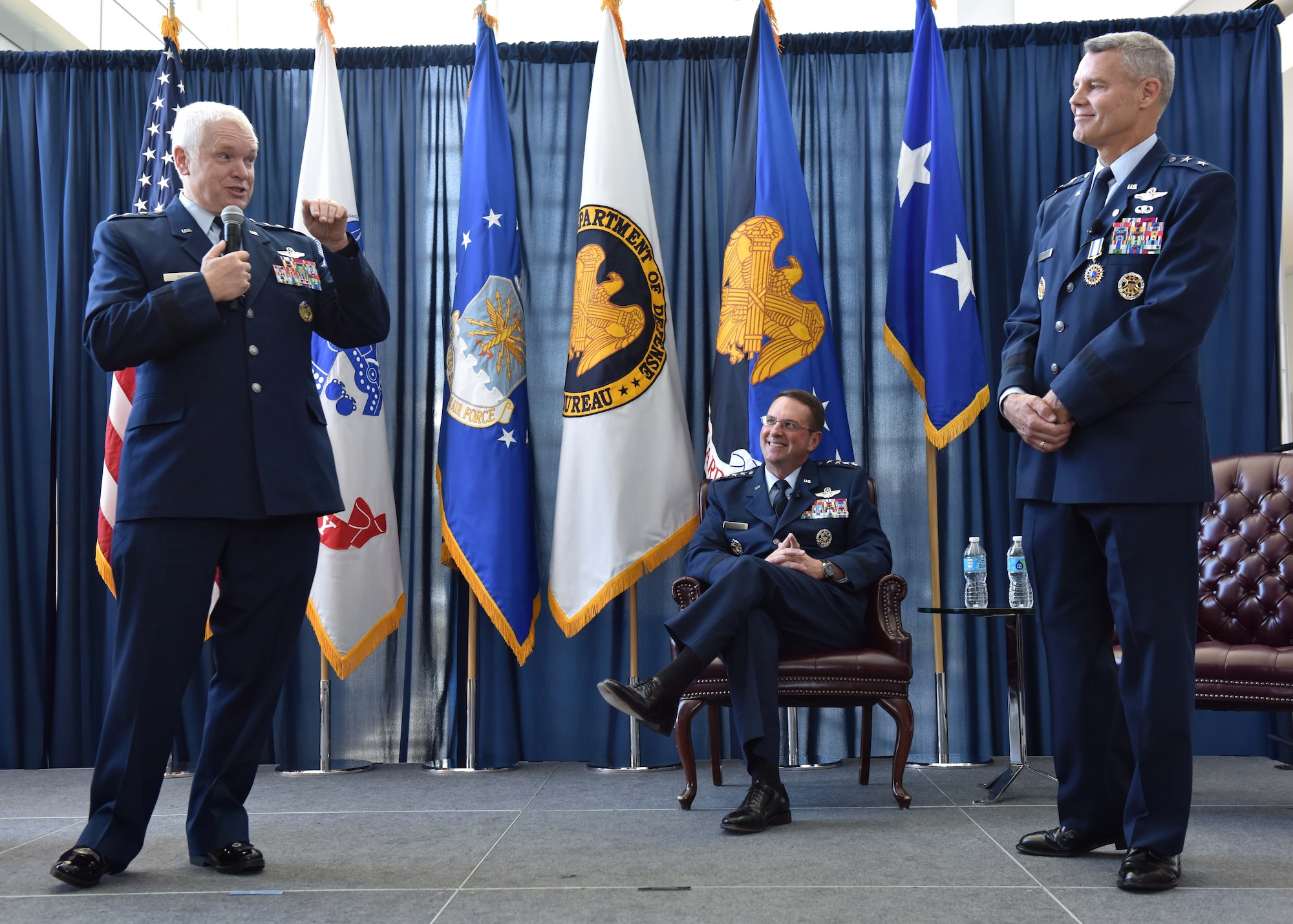 Air Force Lt. Gen. L. Scott Rice, Air National Guard Director, delivers remarks during a retirement ceremony for in honor of Maj. Gen. Brian Neal at the Air National Guard Readiness Center on Joint Base Andrews Oct. 14, 2016. Neal retired from the Air Force after 34 years of service in uniform. (U.S. Army National Guard photo by Staff Sgt. Michelle Gonzalez)