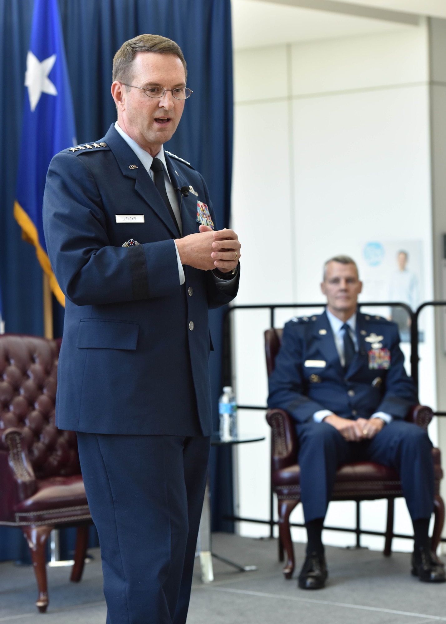 Air Force Gen. Joseph Lengyel, chief, National Guard Bureau, hosts a retirement ceremony in honor of Air Force Maj. Gen. Brian Neal at the Air National Guard Readiness Center on Joint Base Andrews Oct. 14, 2016. (U.S. Army National Guard photo by Staff Sgt. Michelle Gonzalez)